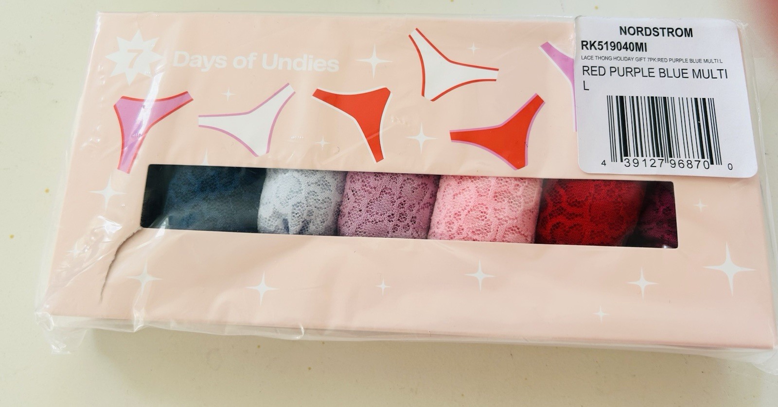 Nordstrom Lace Thongs 7 Pack L Multicolor Holiday Gift Valentine