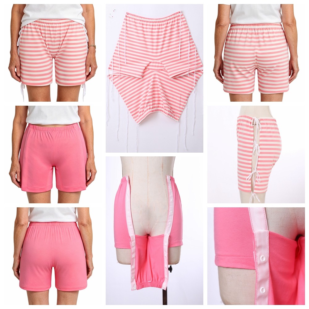 Women Lace Up Button Shorts Special Needs Clothing High Waist Loose Underpants