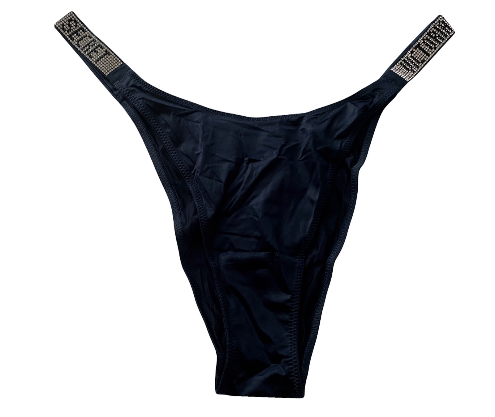 Victoria’s Secret Brazilian Panty Dark Blue Shine Strap Logo XL