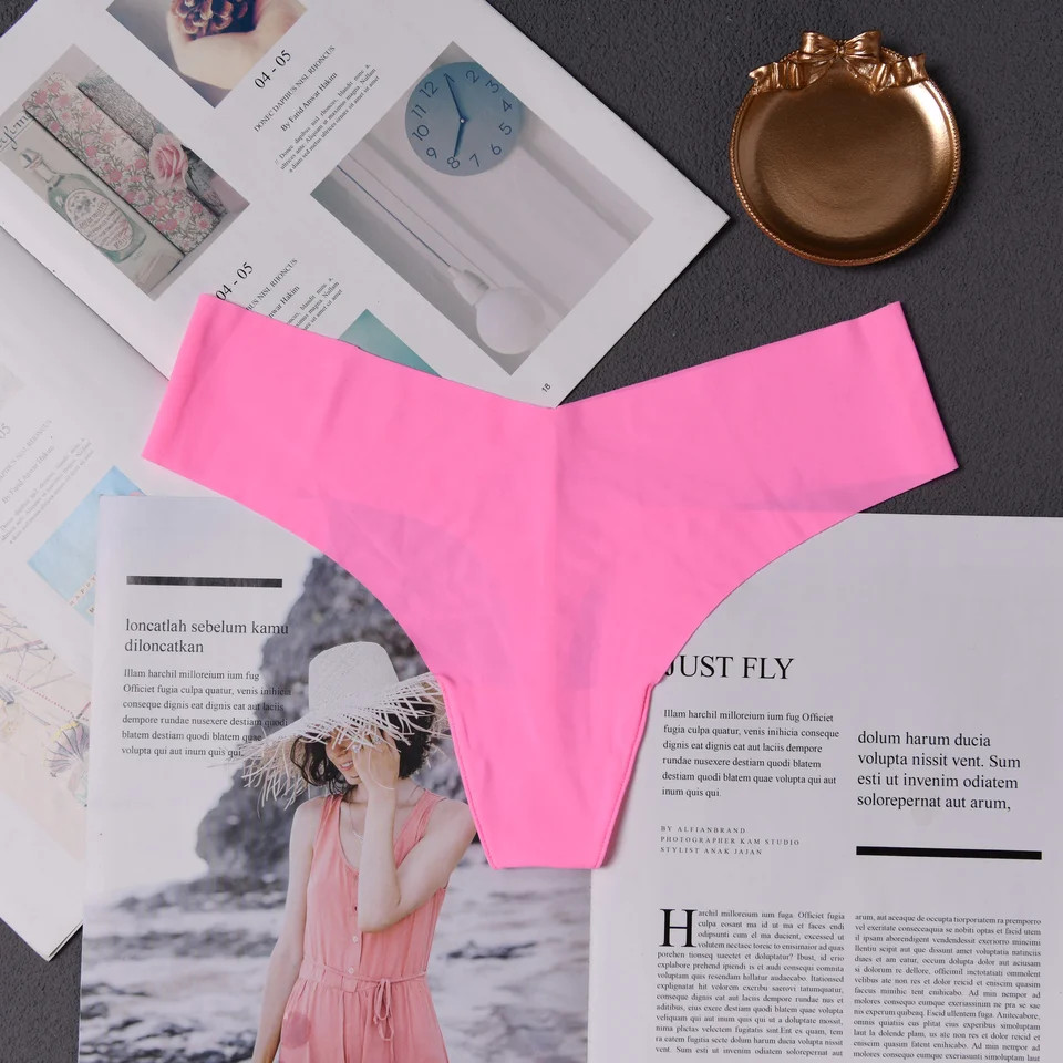 Cotton Thong Panties Low Rise Breathable Ruffle Trim Women Comfort Underwear