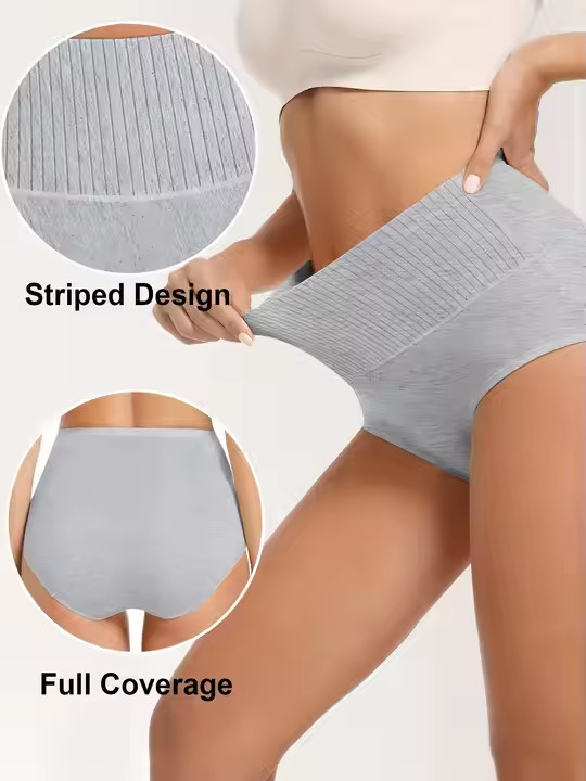 4 Pack Women’s Underwear Panties High Rise Full Coverage Briefs Postpartum Brief