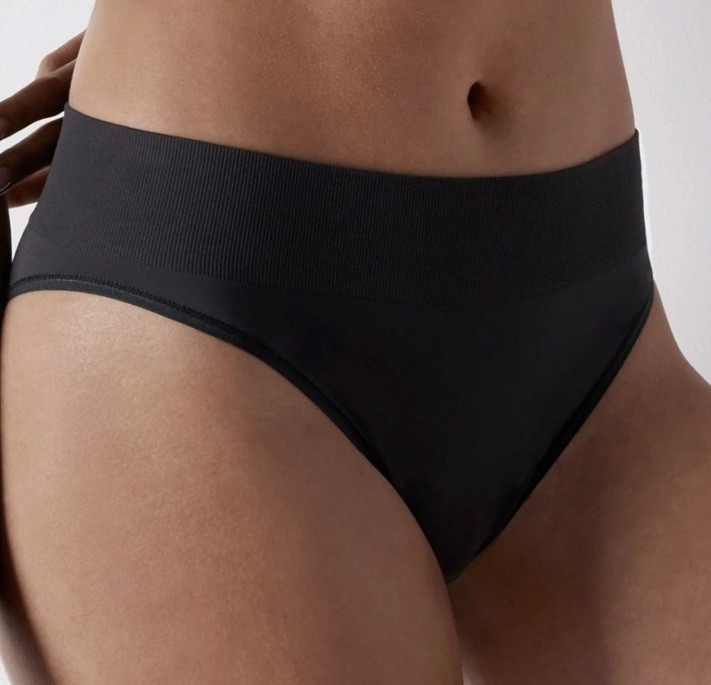 MAIDENFORM Women’s Size L / 7 BLACK High-Leg Bikini Panty Seamless DM2317 Nylon
