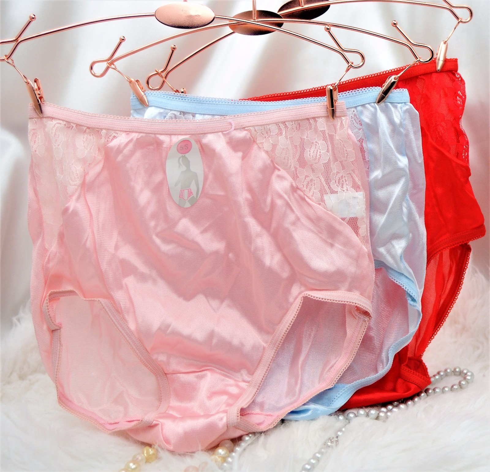 VTG style High Cut NYLON SIDE lace 6 Colors SISSY panties sz 5 6 7