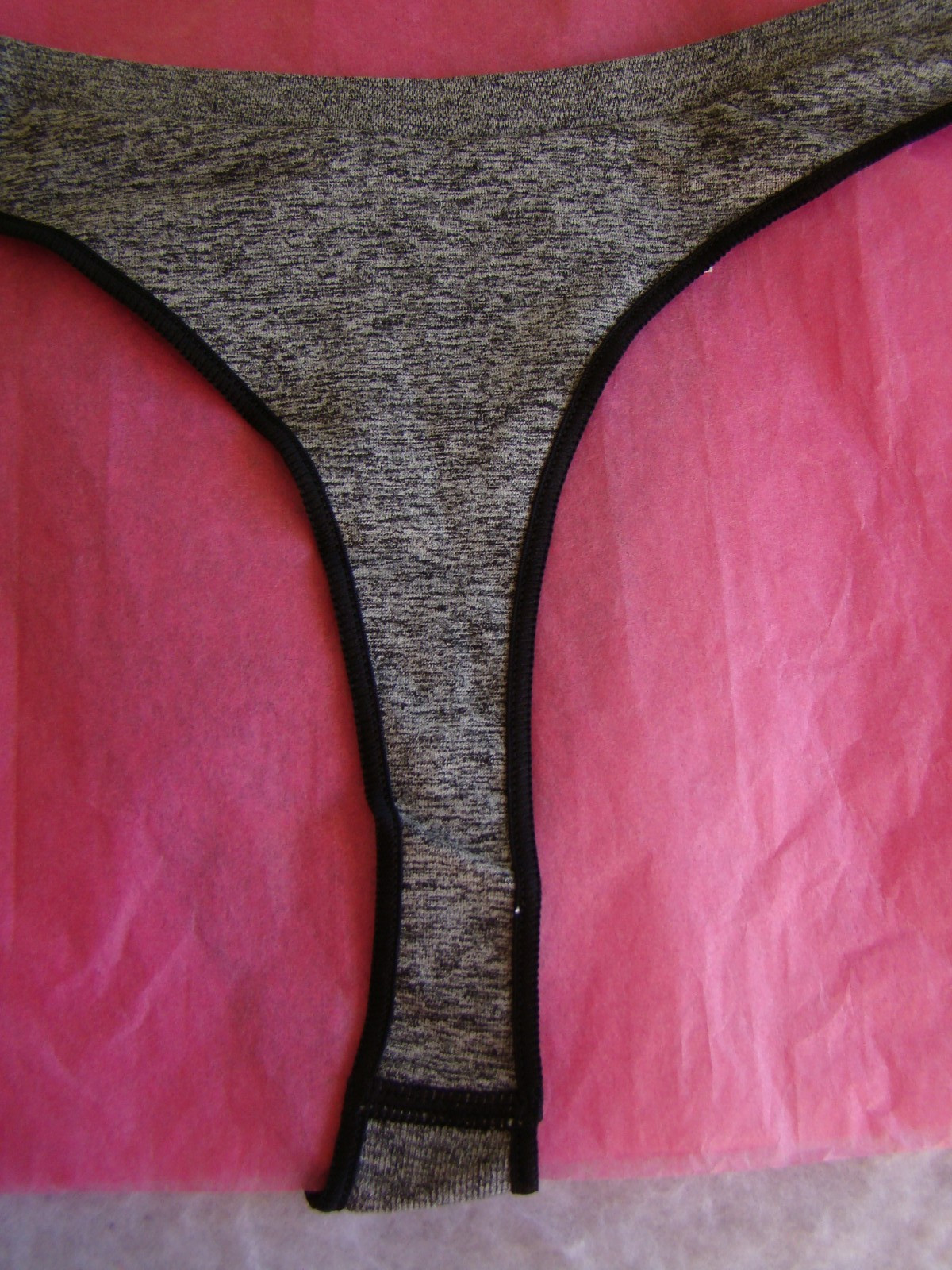New Victoria’s Secret PINK Logo Dark Gray Polyester Elastane Thong String Panty