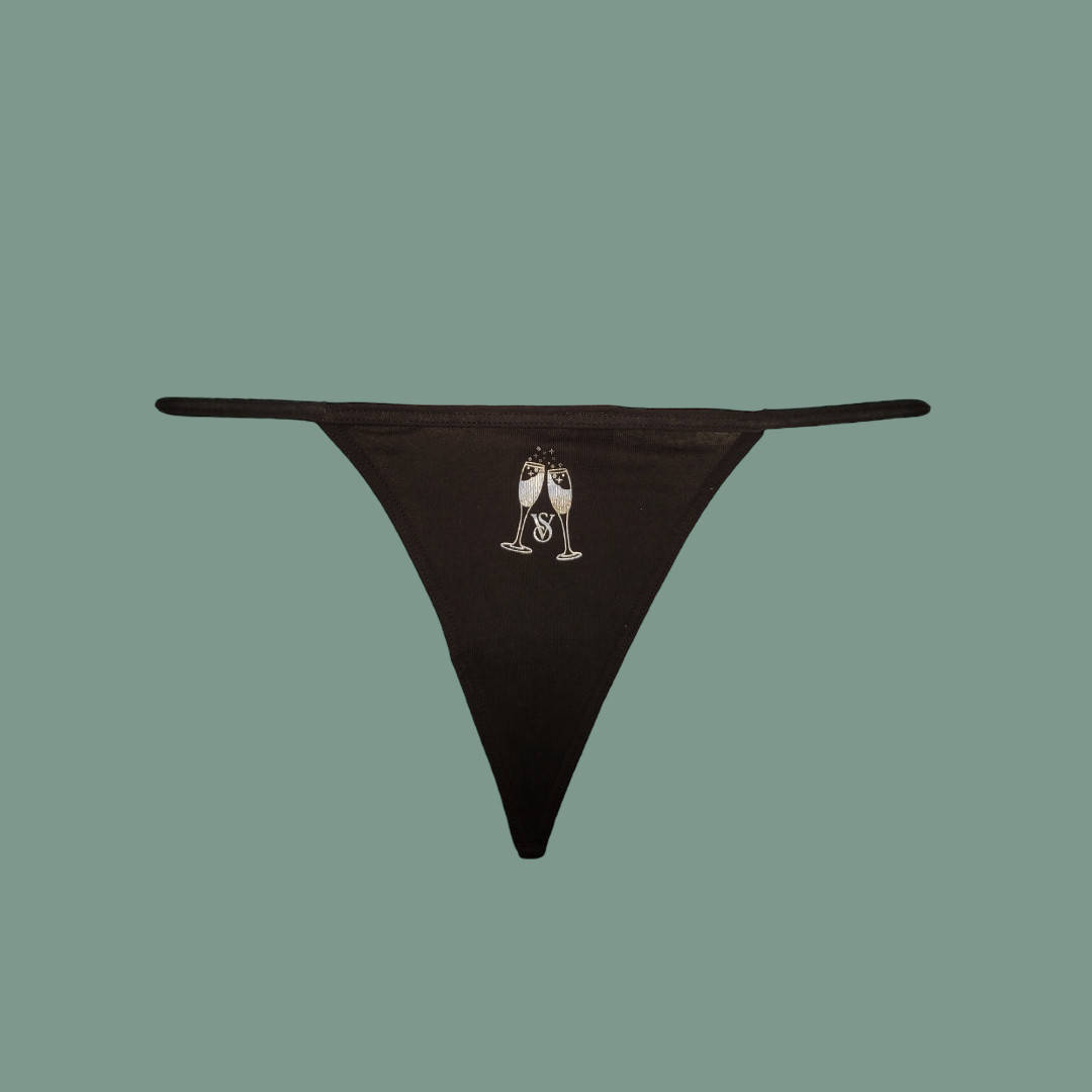 VICTORIA’S SECRET GRAY SILVER MESH SEQUIN BLACK BOW V STRING THONG PANTIES PANTY