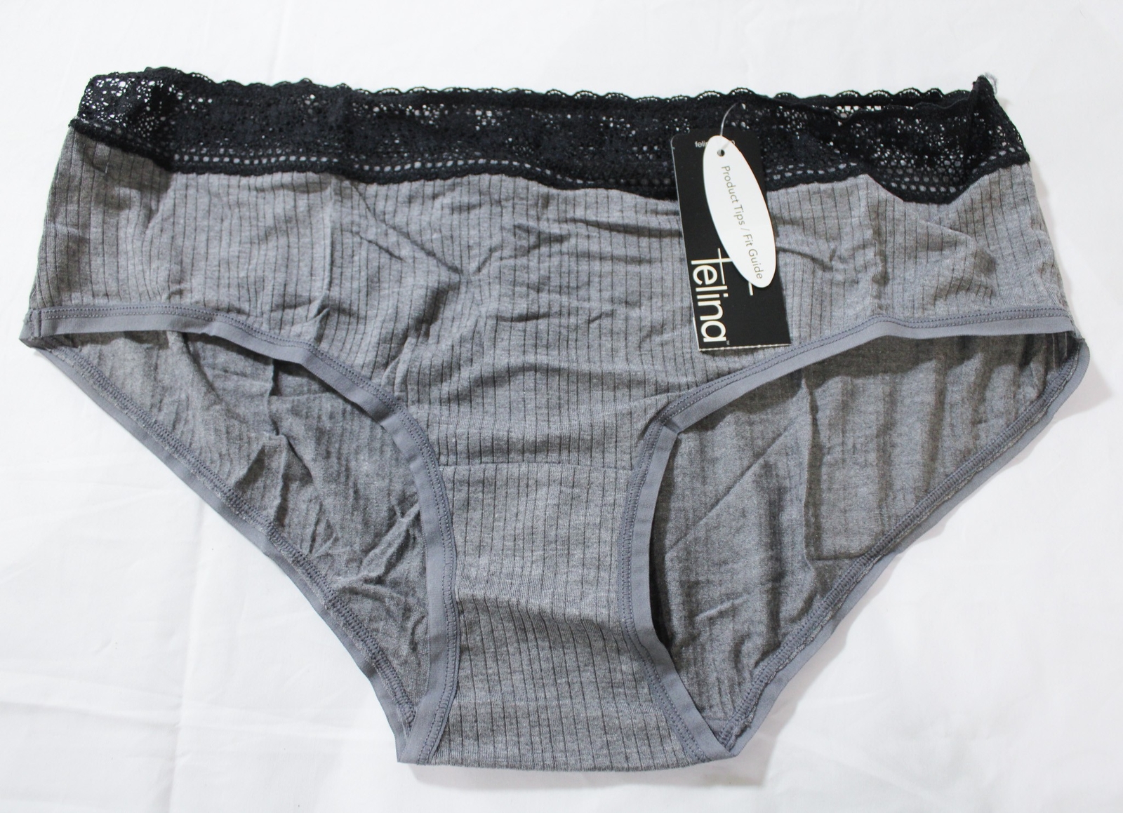 Felina Women’s Aubrie Low-Rise Ribbed Hipster Panty DM3 Gray Size XL NWT