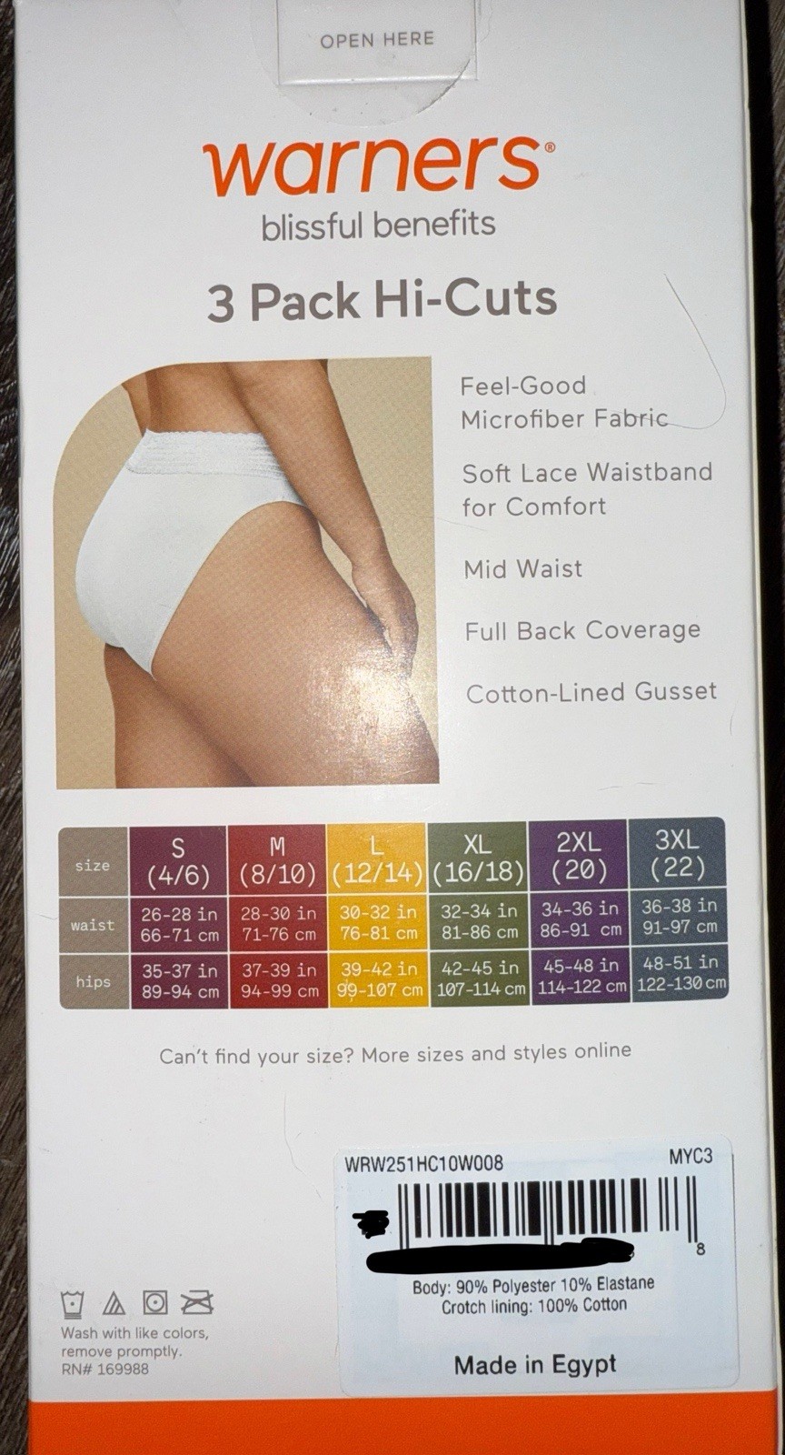 Warner’s ~ Women’s HI-Cut Underwear Panties Polyester Blend 3-Pair (D) ~ 2XL