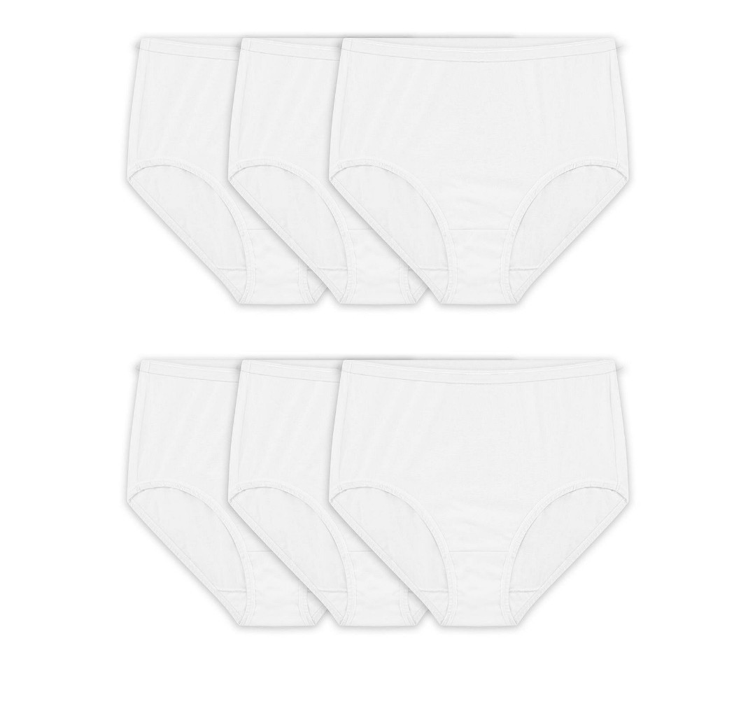 SZ 8 Fruit of the Loom Women’s SIGNATURE BRIEFS TWO 6PK COMBO All White 6Pk+Gift