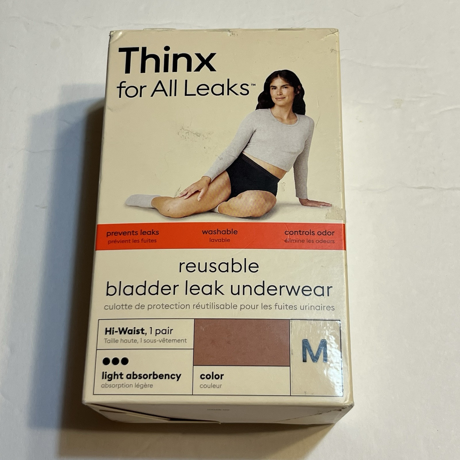 Thinx Leaks Underwear Reusable Bladder Leak Hi-Waist Light Absorbency Rose Med