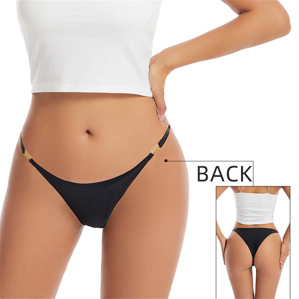 8Pcs Solid Color Seamless Sexy Thongs Women’s Underwear Low Rise Briefs Panties