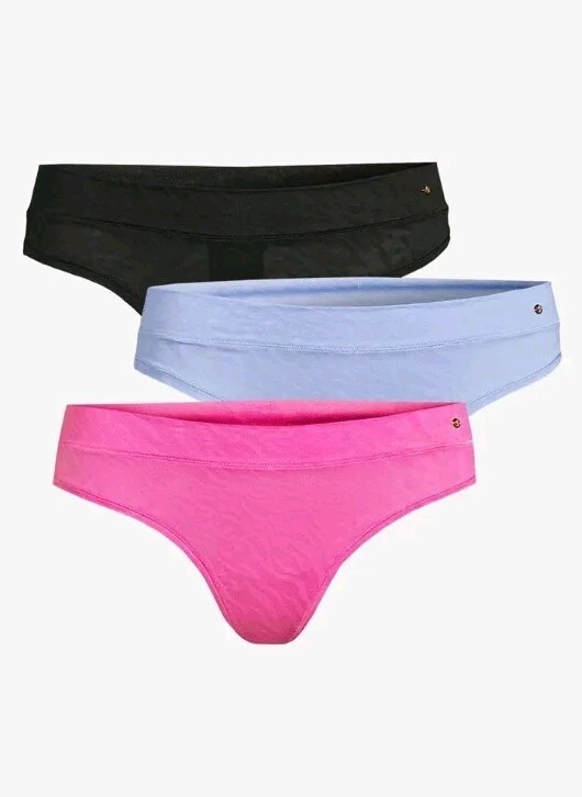 Sofia Intimates Women’s Lace Thong Panties 3 Pack Size M Rose/Hydrangea/Black