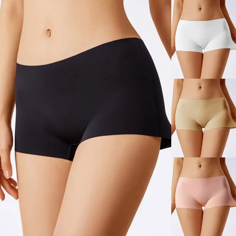 Ladies Boxer Shorts Ice Silk Boxer Pants Seamless High Waist Briefs 2/3/6 Packs