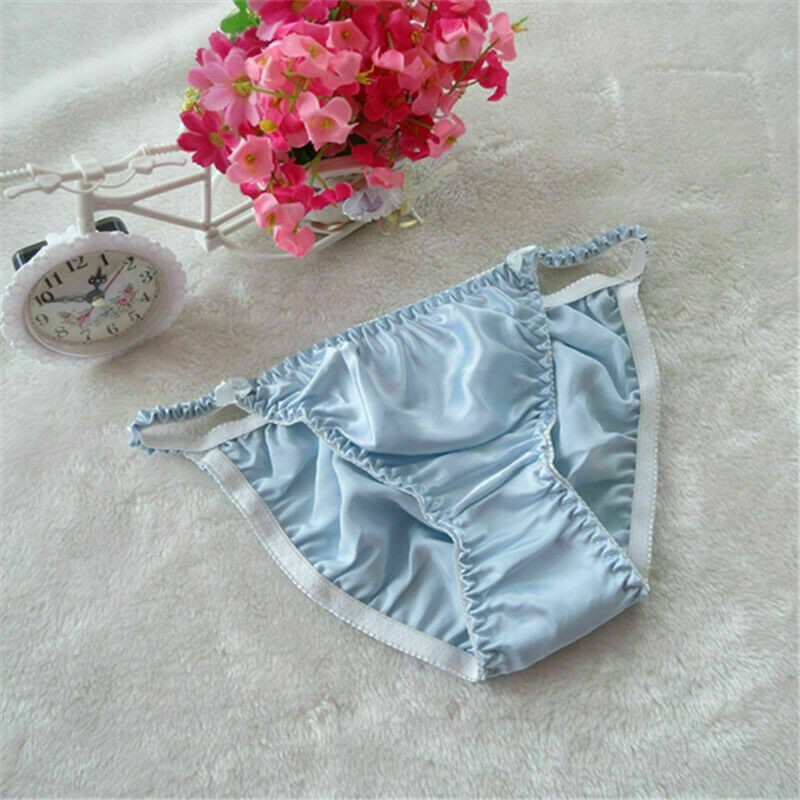 Womens 100% Silk Bow Deco Cute Bikinis T-pants Thongs G-string Underwear M L XL