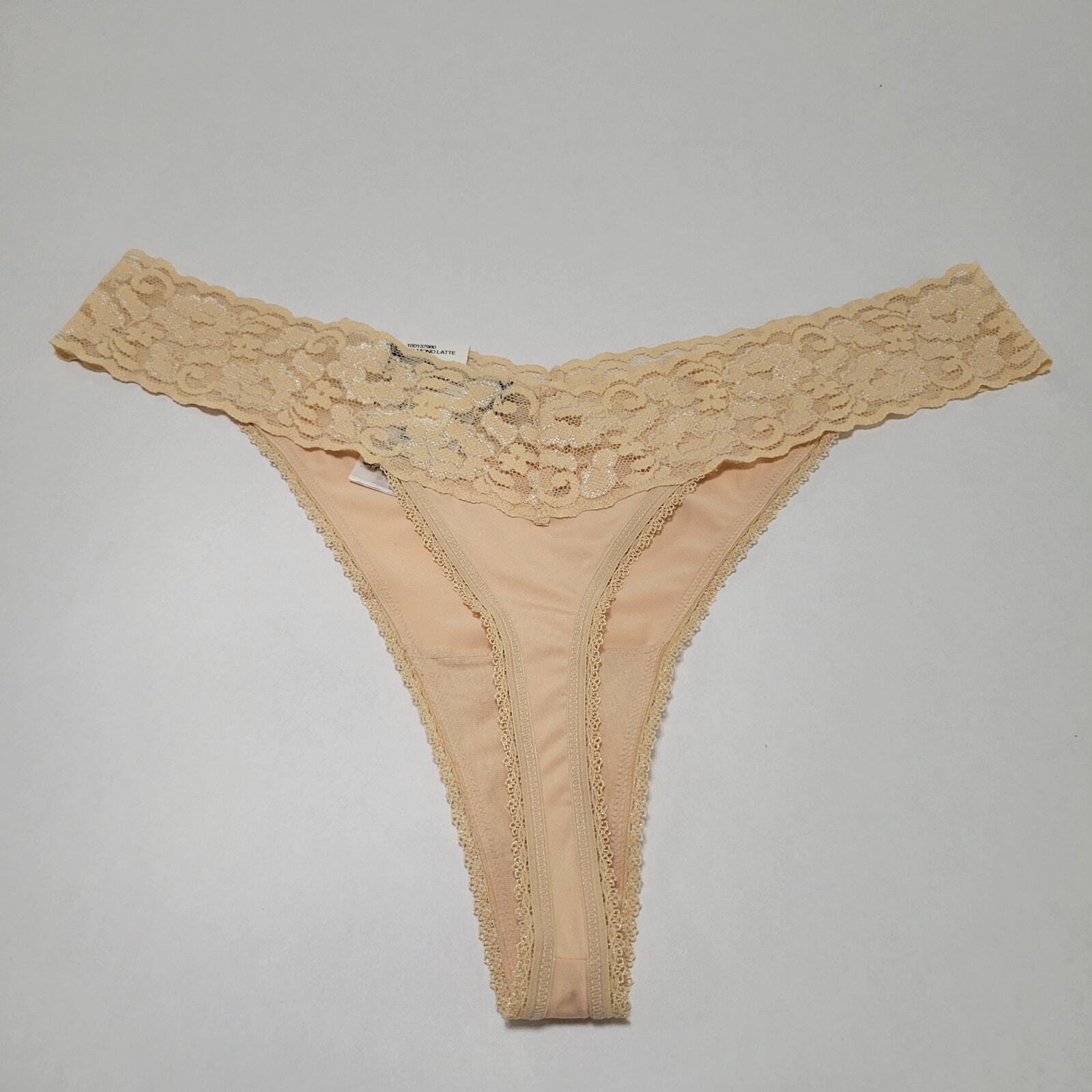 INC Women’s Lace-Trim Thong Lingerie Underwear Almond Latte NWT Size XL
