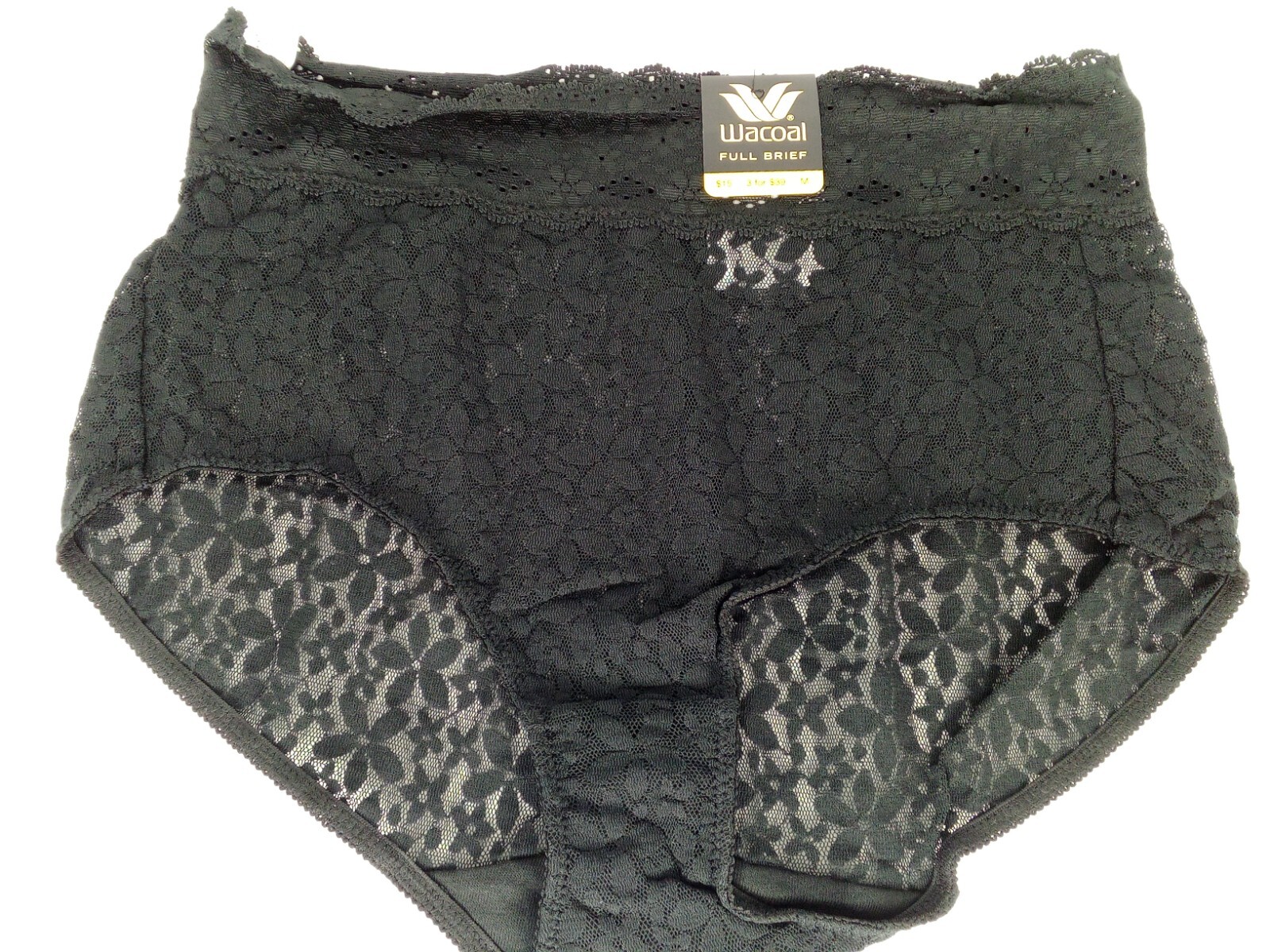 WACOAL, 2 Pack, Women’s Flower-Lace Brief Lingerie 870405, Black, Size M