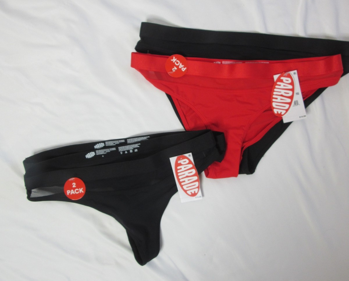 Parade Lot of 4 Panties Underwear Women’s Red Black Variety Thong Size Small NWT