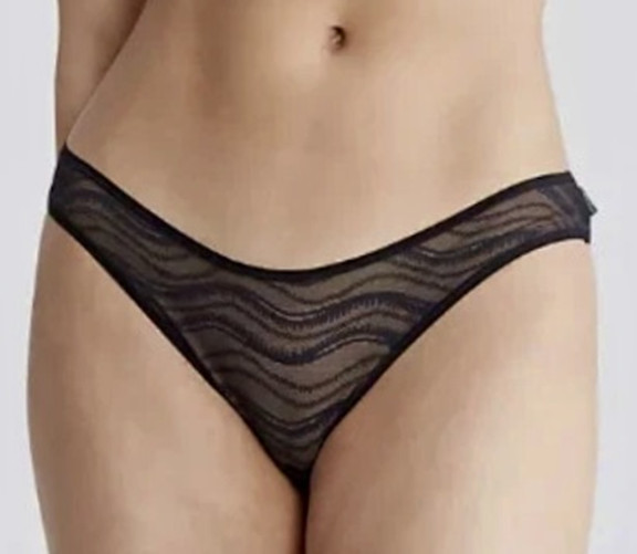CALVIN KLEIN Allover Sheer Lace Black Bikini Panty NEW Womens Sz M 6 L 7