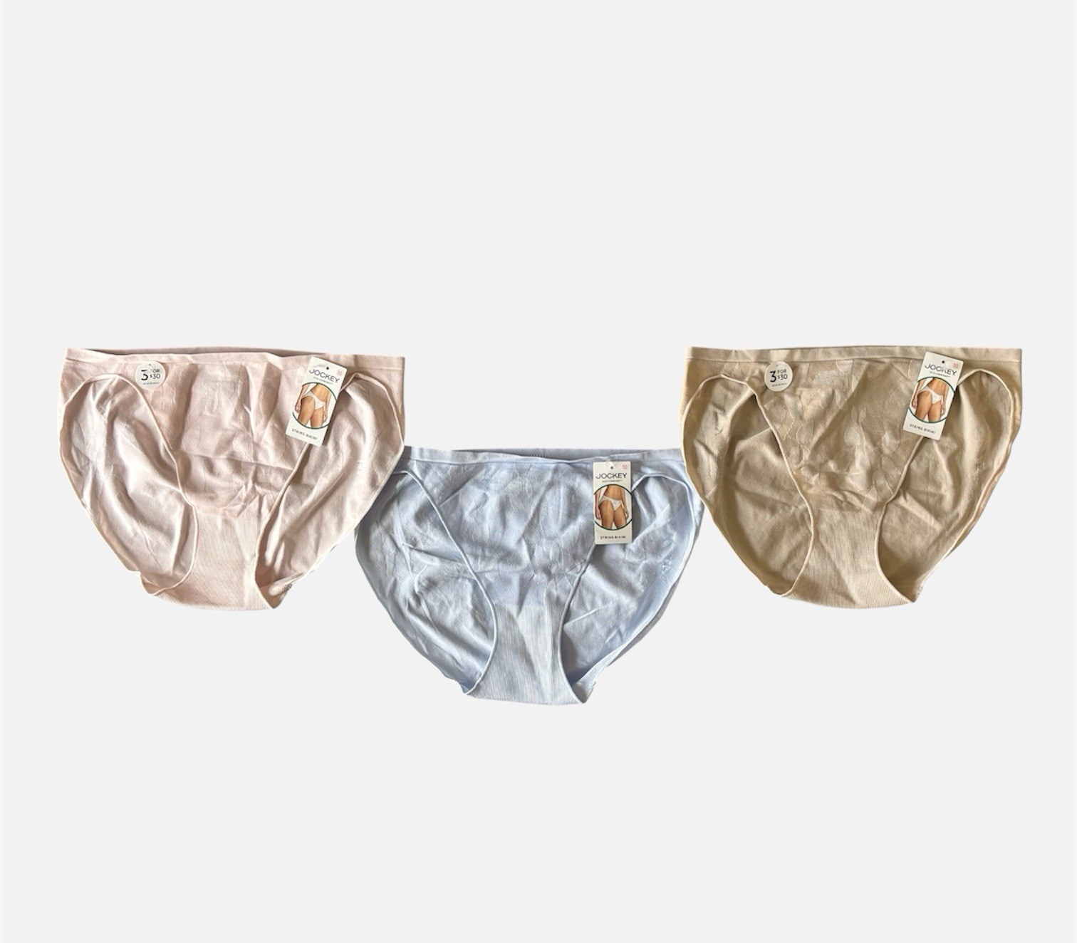 JOCKEY Eco-Comfort Floral Leaf Seamfree Stretch NUDE Bikini Panty Size 10 NWT!
