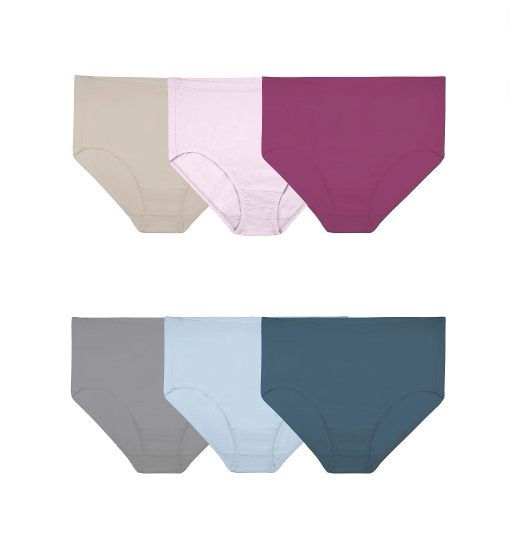 6-Pack FIT FOR ME Women’s Plus Size 12/4X Cotton Stretch Mesh Briefs Breathable