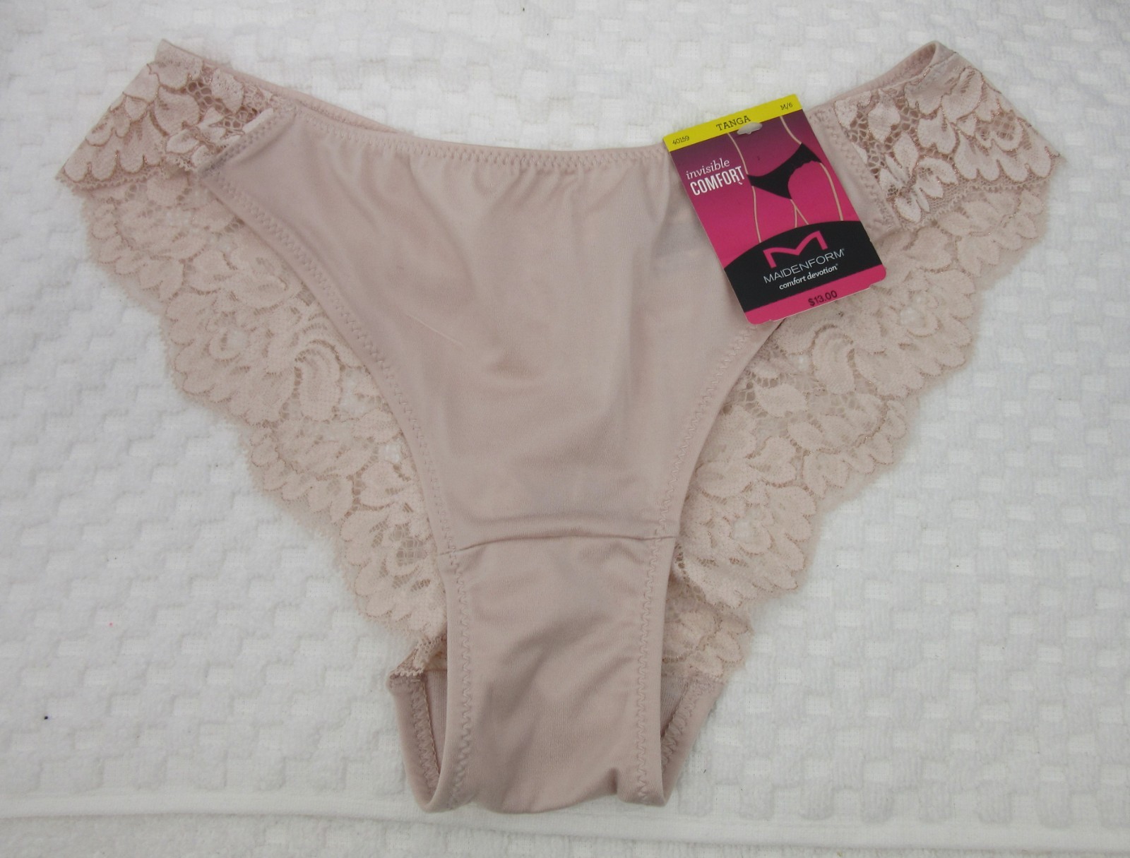 NWT set of 3 MAIDENFORM comfort devotion LACE TANGA BEIGE ROSE BLUE stars M/6