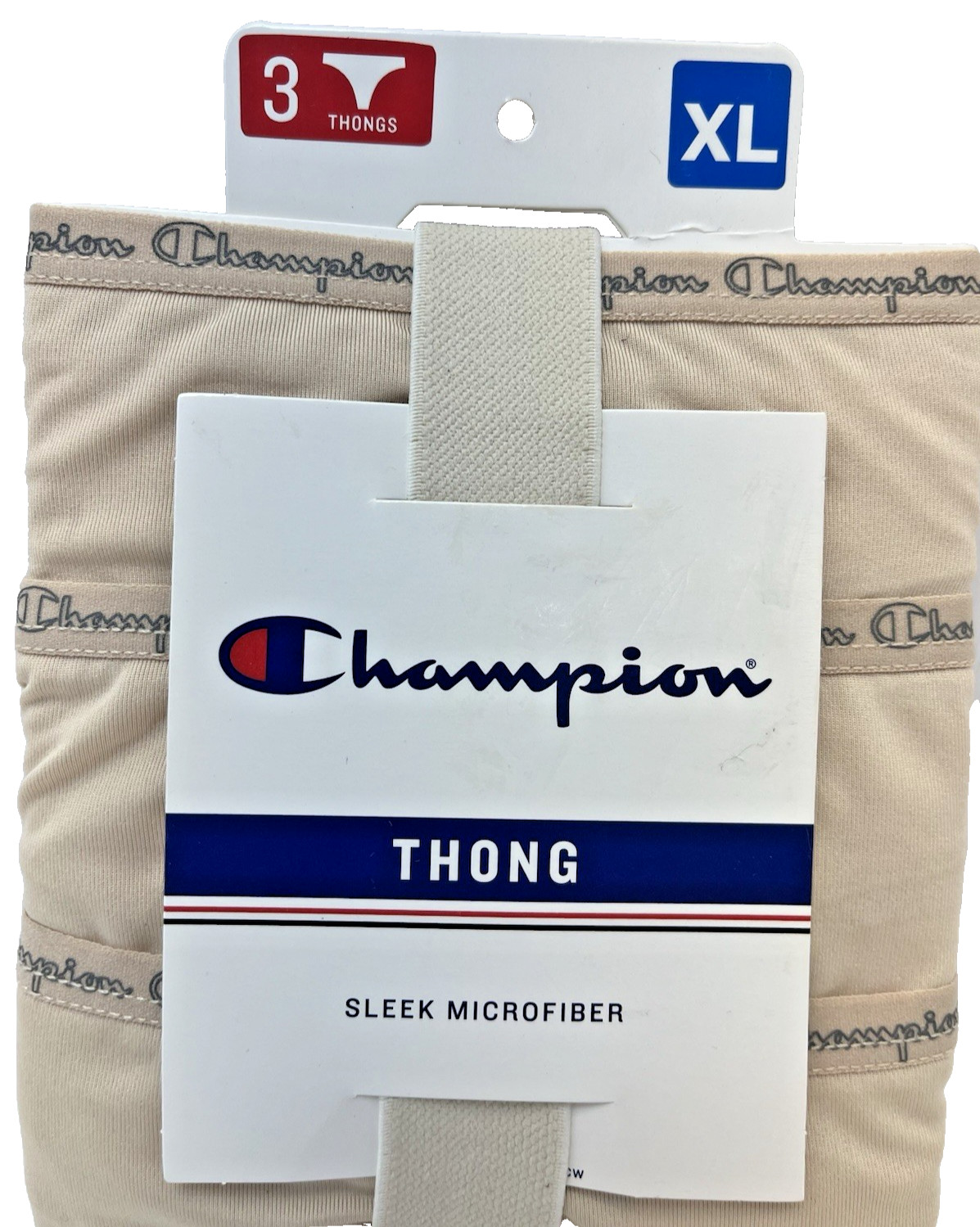 New Champion Sleek Microfiber Thong Panties Women’s Size XL 3-Pack Tan