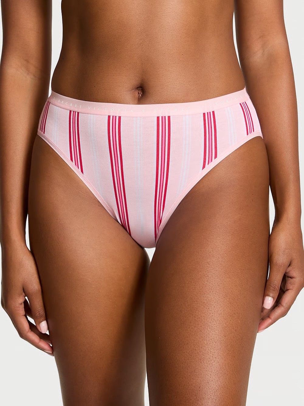 Victoria’s Secret Stretch Cotton High-Leg Brief Panty Candy Cane Stripes XL NEW
