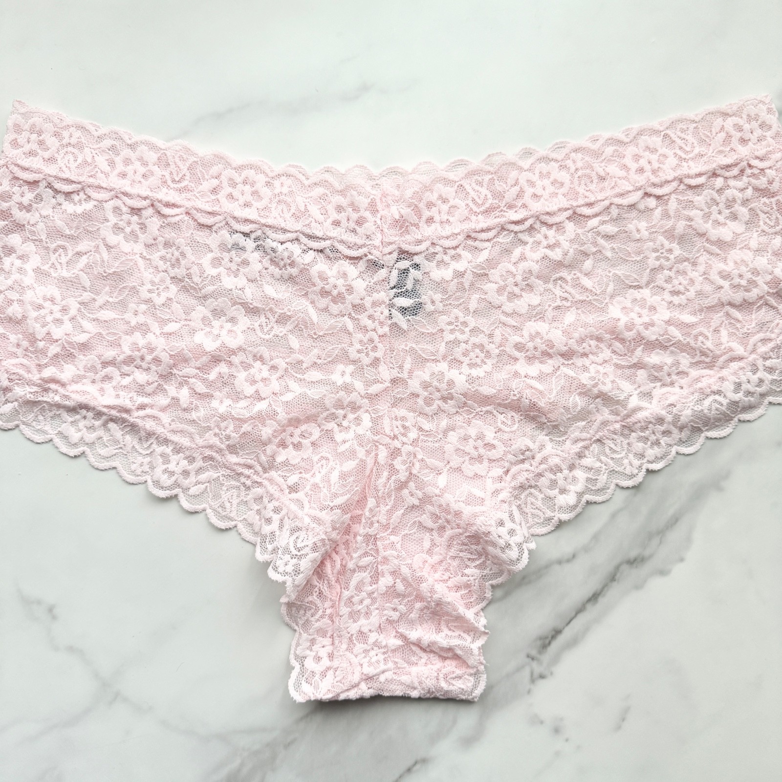 Victoria’s Secret The Lacie Lace Cheeky Panty Pink Logo Embroidery Size XL