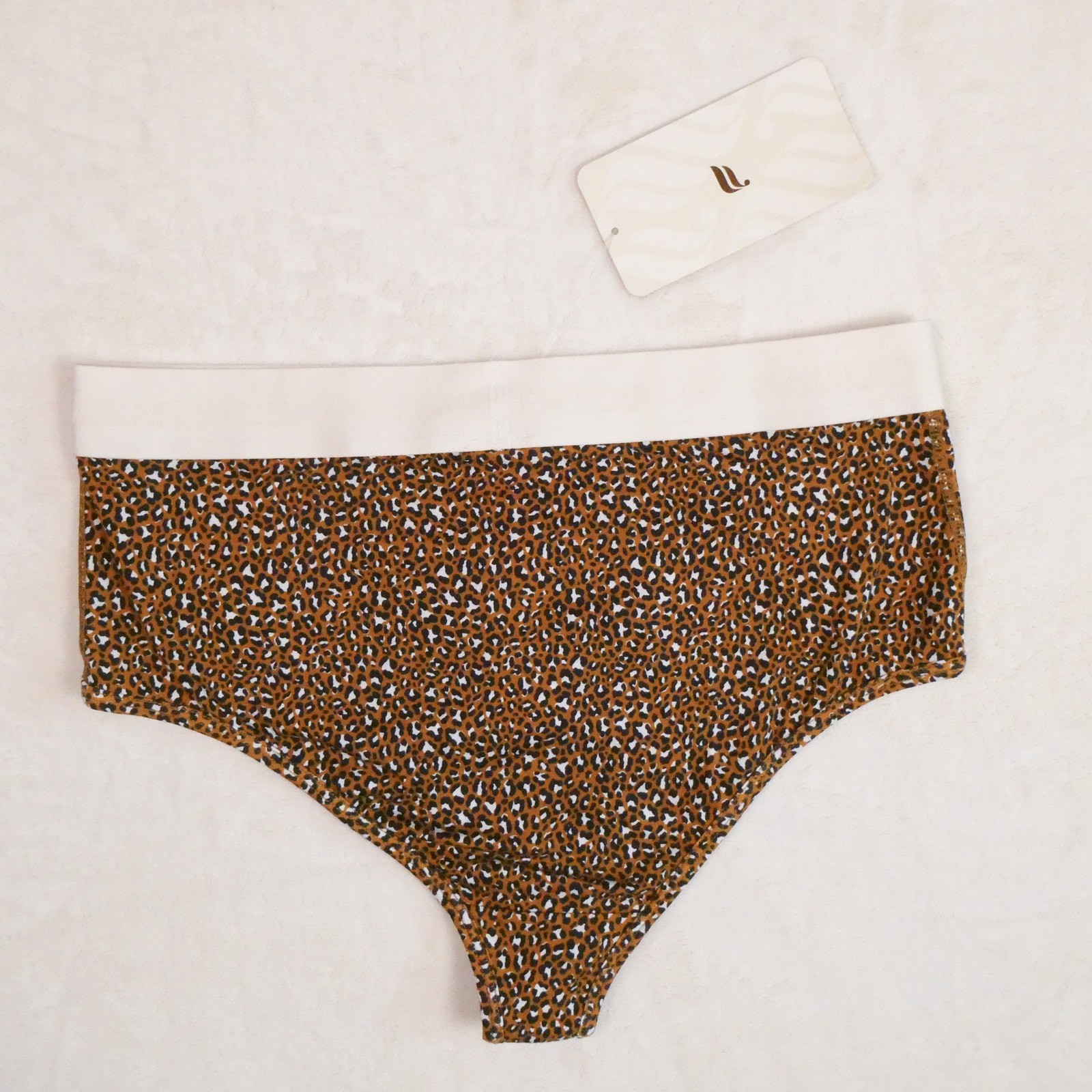 Fabletics 24/7 High Waist Brief Size L 10 Leopard Print Panty Menswear Inspired