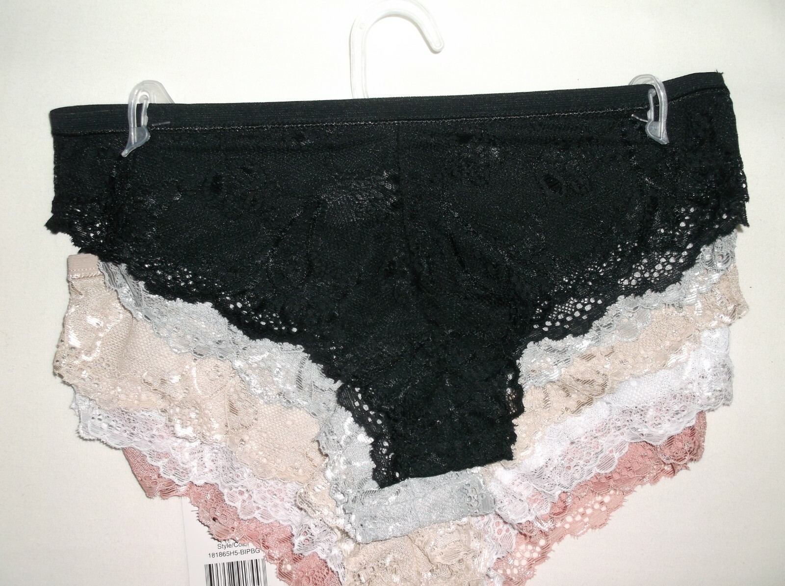 Rene Rofe 5pk sheer lace tanga panties S mauve/wht/nude/gry/blk nwt $42 retail