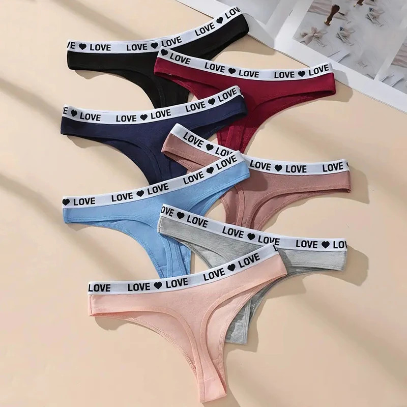 Low Rise Cotton G String Panties Women’s Solid Soft Stretch Comfort Fit 7 Pcs