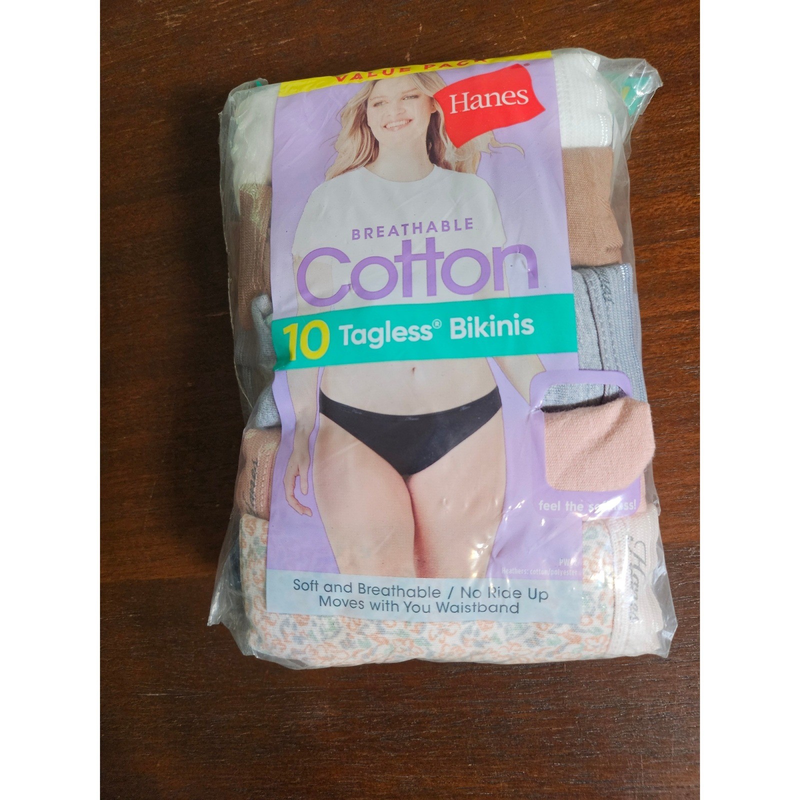 Hanes Bikini Underwear Women Sz 6/M Multicolor 10 Pack Breathable Cotton Tagless