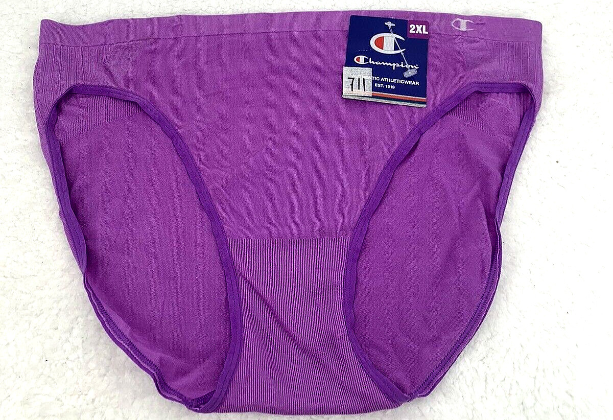 Champion Women’s Bikini SZ 2XL Seamless Stretch Panty Purple Mauve W/ Logo