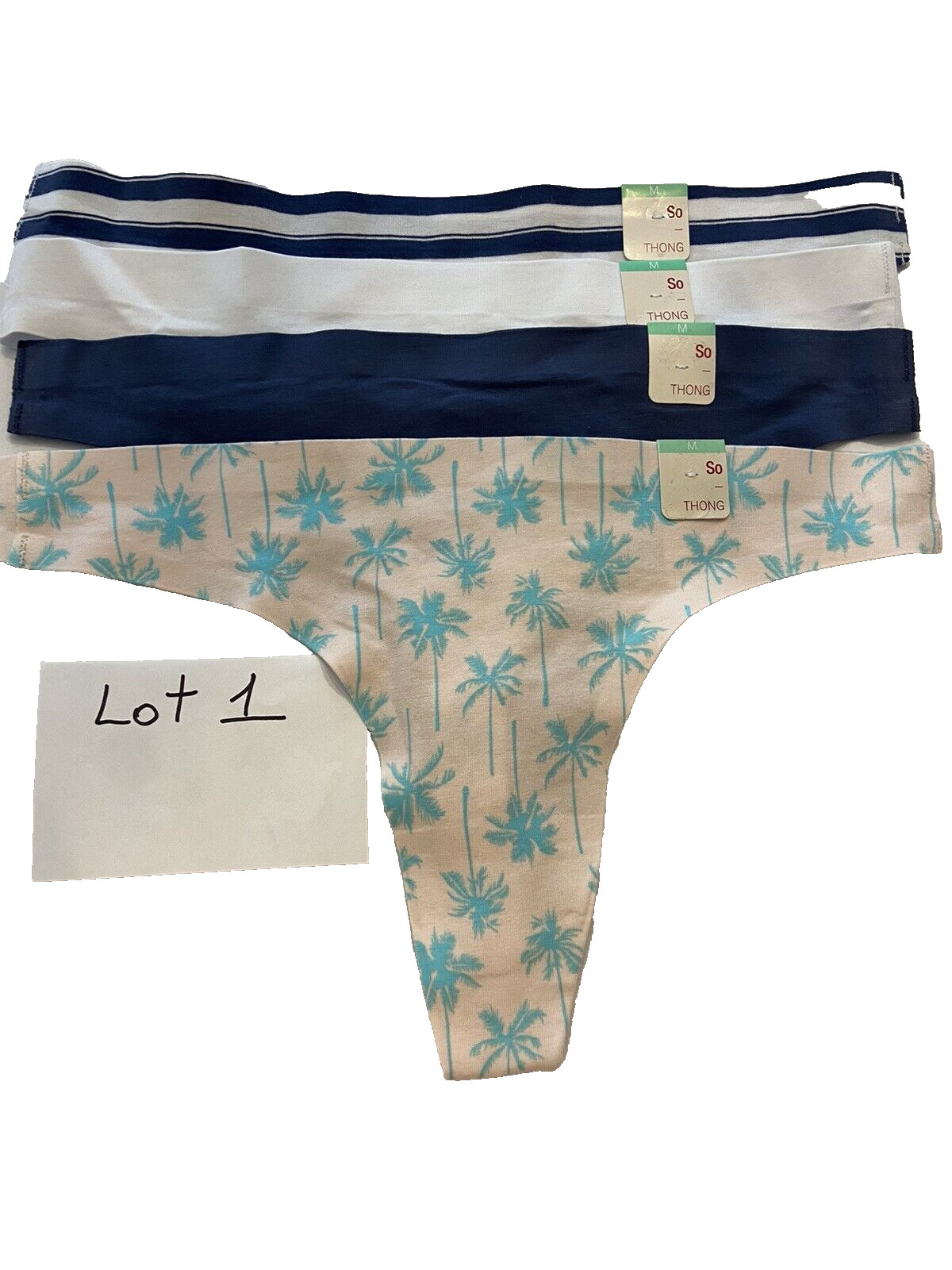 Lot #1 of 4 pc.Juniors’ SO Bonded Cotton Thong Panty SO83-005 Multi Color Sz.M