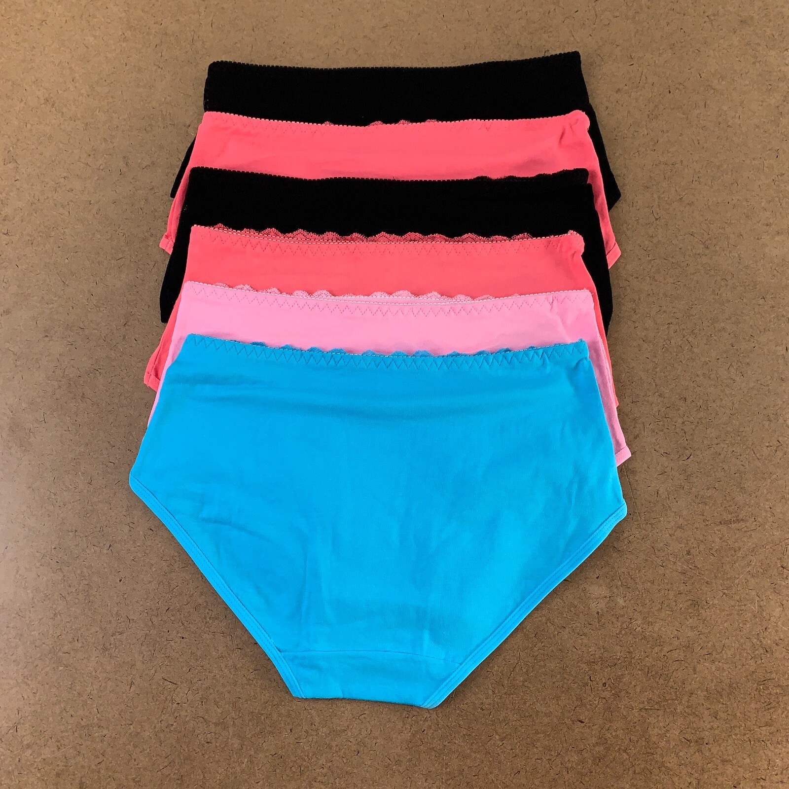 Rose Intimate Women’s Size XL Multicolor 6 Pack Lace Trim Brief Panties NWT