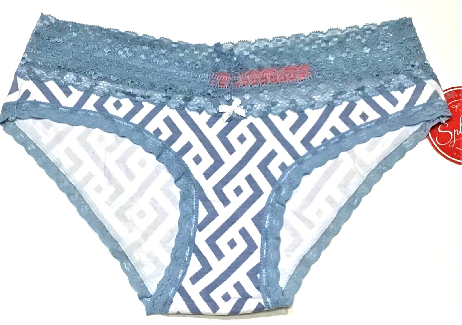large – NWT Splendies blue and white cotton bikini panty $12 tag (d242)