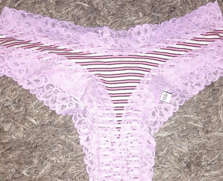 VS lace trim cheeky NEW size small multi colored striped