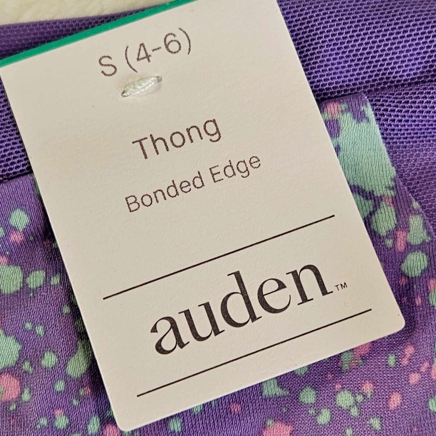 Auden 5pk Laser Cut with Mesh Thong Womens Small Stretch Purple