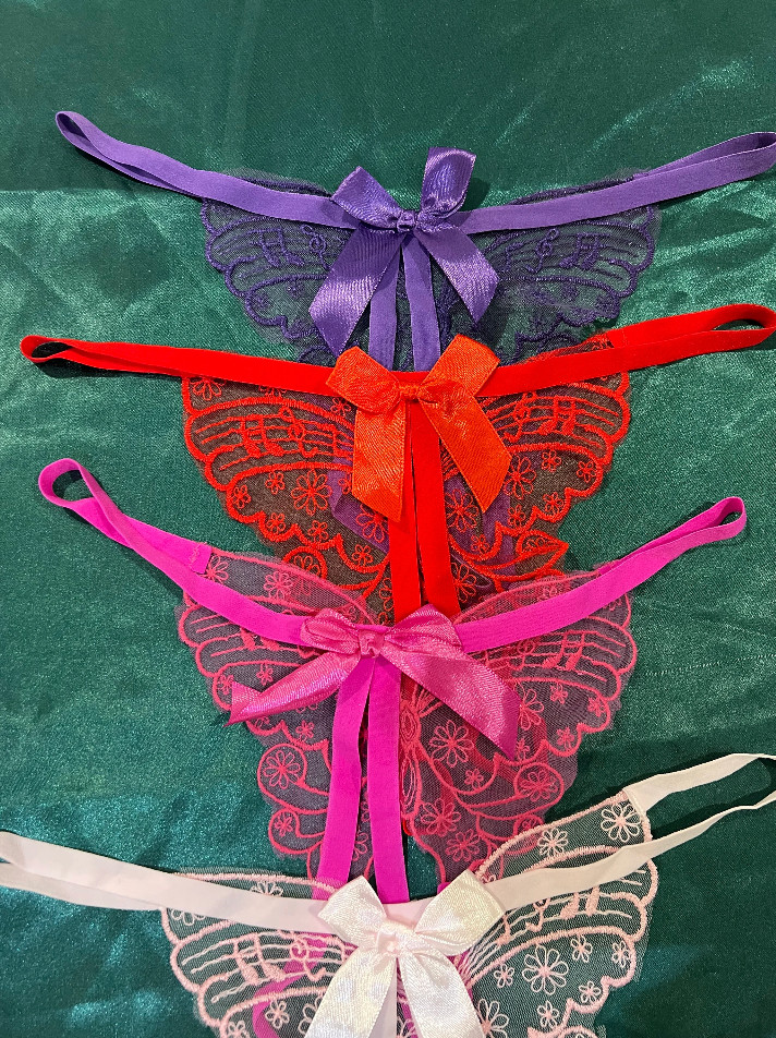 CUSTOM Butterfly Personalizable Chain Link Thong Panty Gift Present Purple PinK