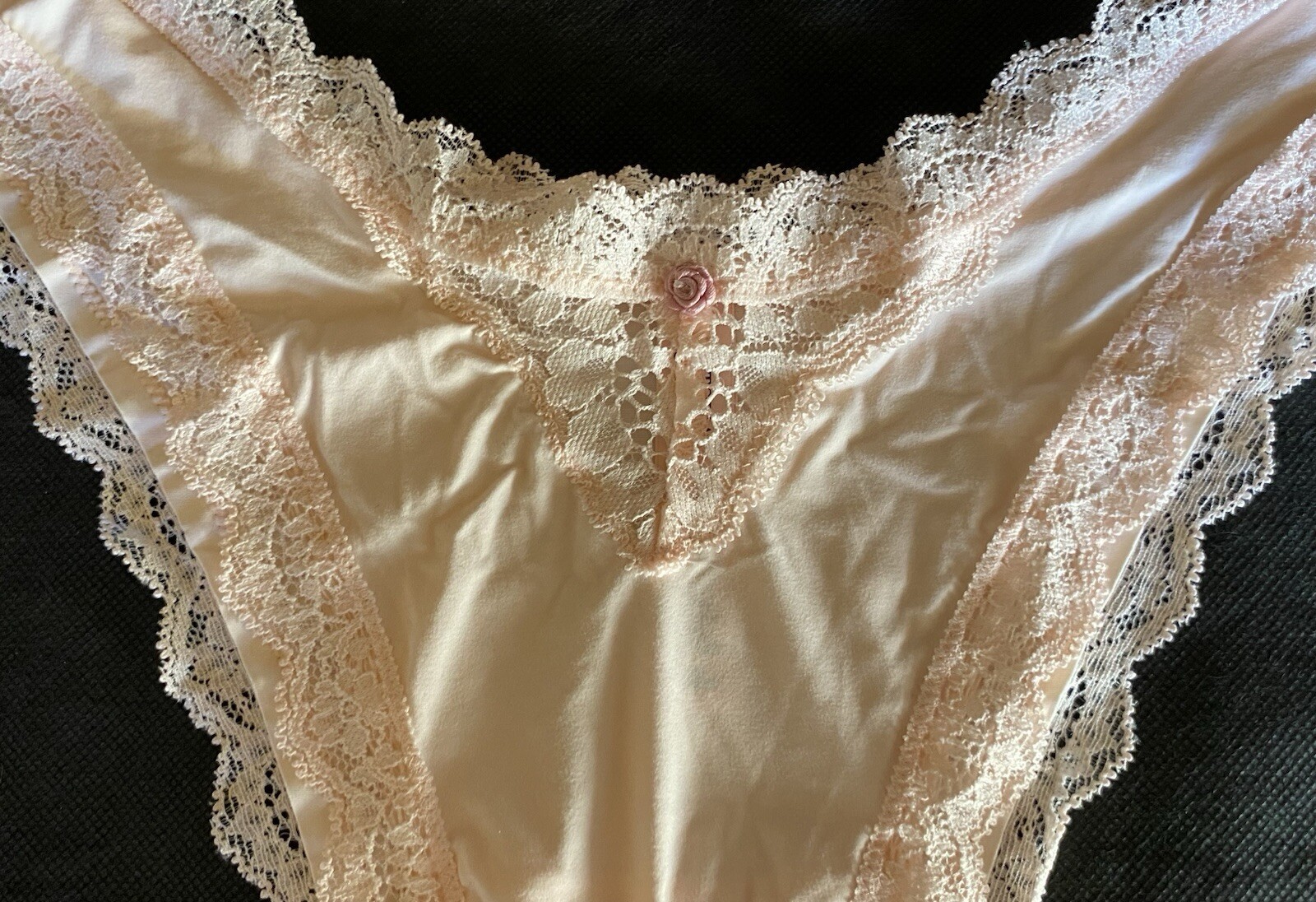 VICTORIA’S SECRET Size XL Dream Angel Marzipan Brazilian Lace-Trim Panty