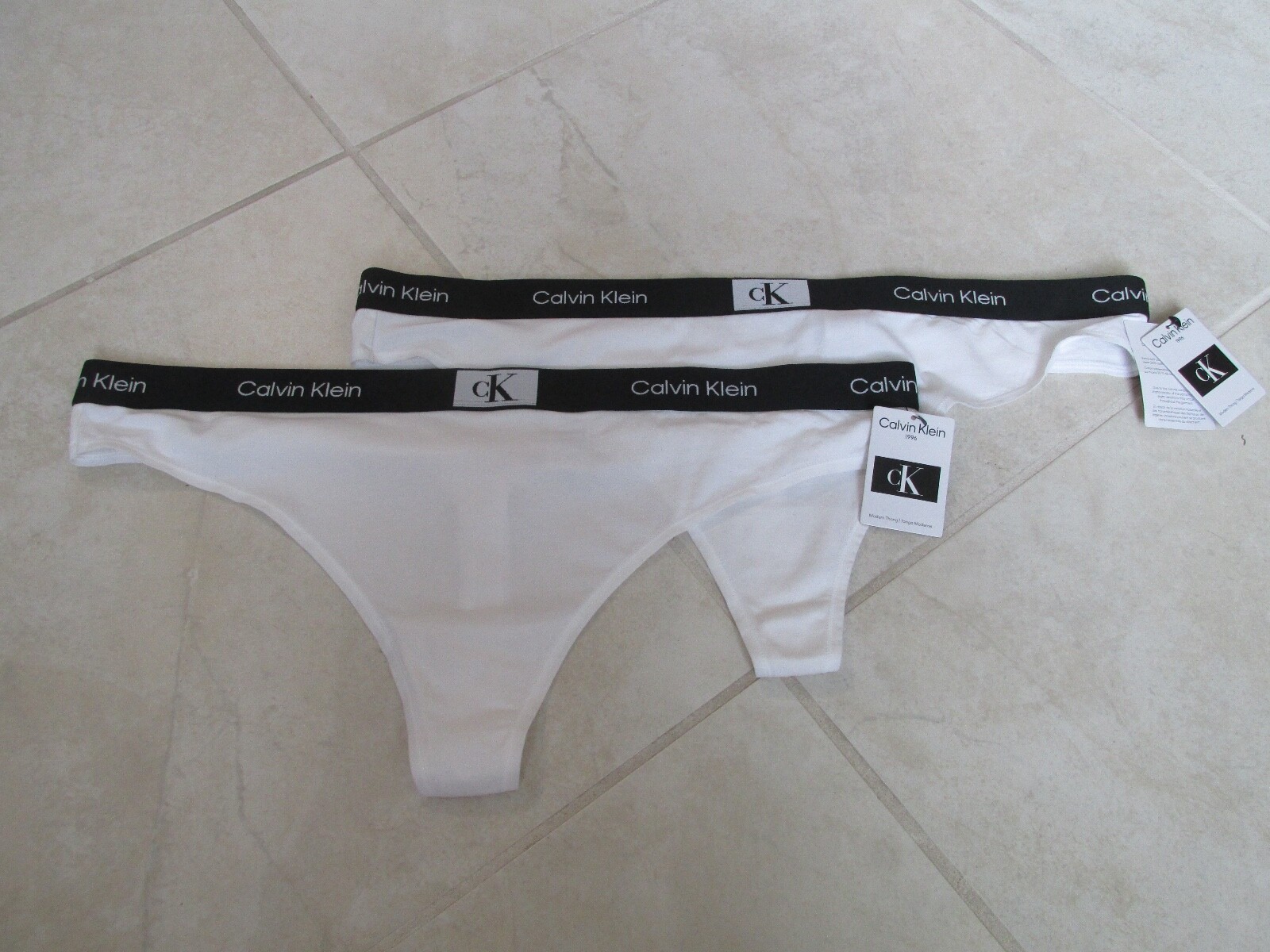 NEW Lot of 2 Calvin Klein 1996 Modern Thong Underwear WOMEN’S Plus 3x White $22.