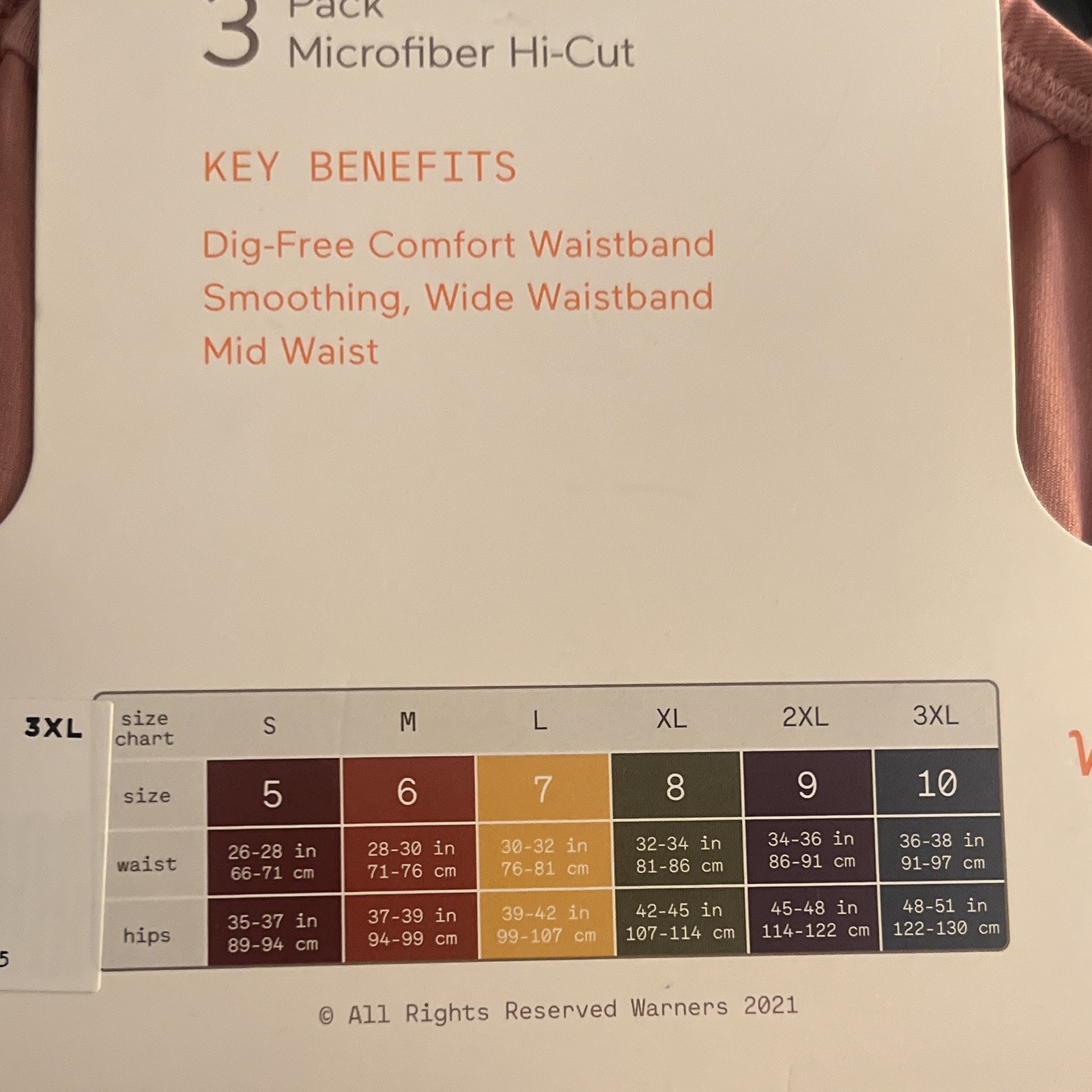 Warner’s Blissful Benefits Microfiber Hi-Cut Panties Comfort Waist 3 Pack 3XL