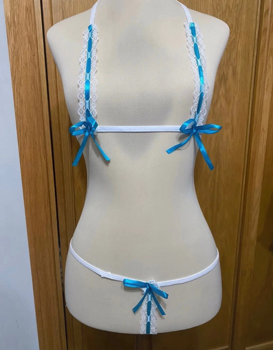 2pc Set Bra Panty Sexy Women’s Crotchles Lingerie Lace Thong G-string Underwear