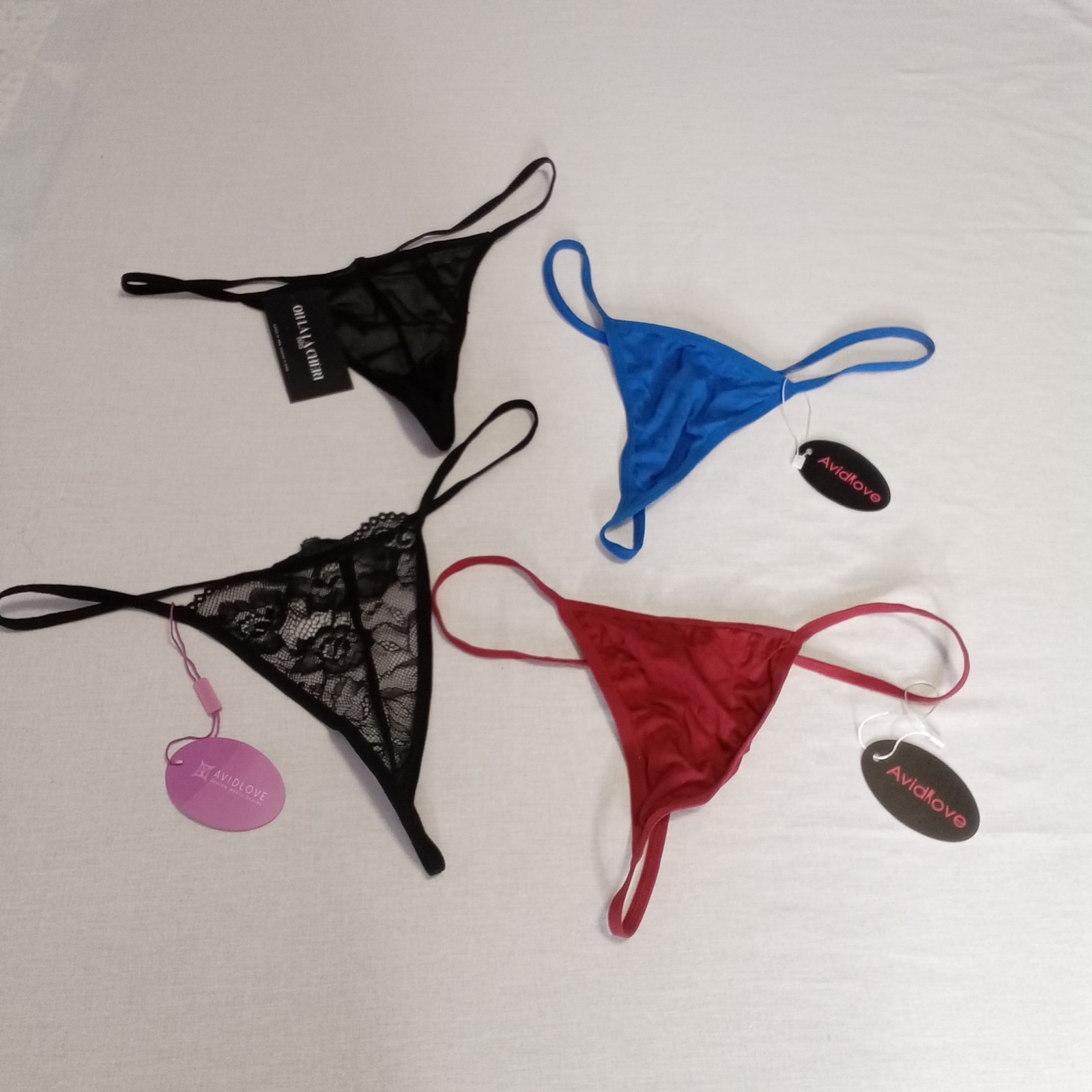 Lot of 4 Panties Thongs G-String T Back Sexy Stripper Exotic Valentines NWT Sz L