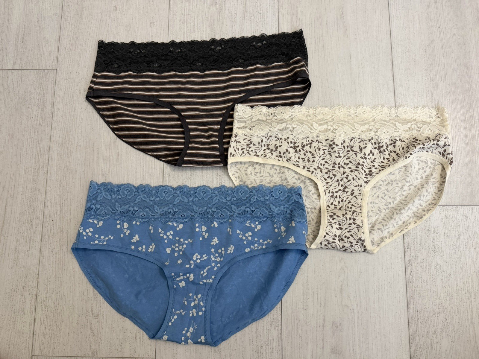 PACT Lot of 3 Lace Briefs Panties Sz XL Organic Cotton
