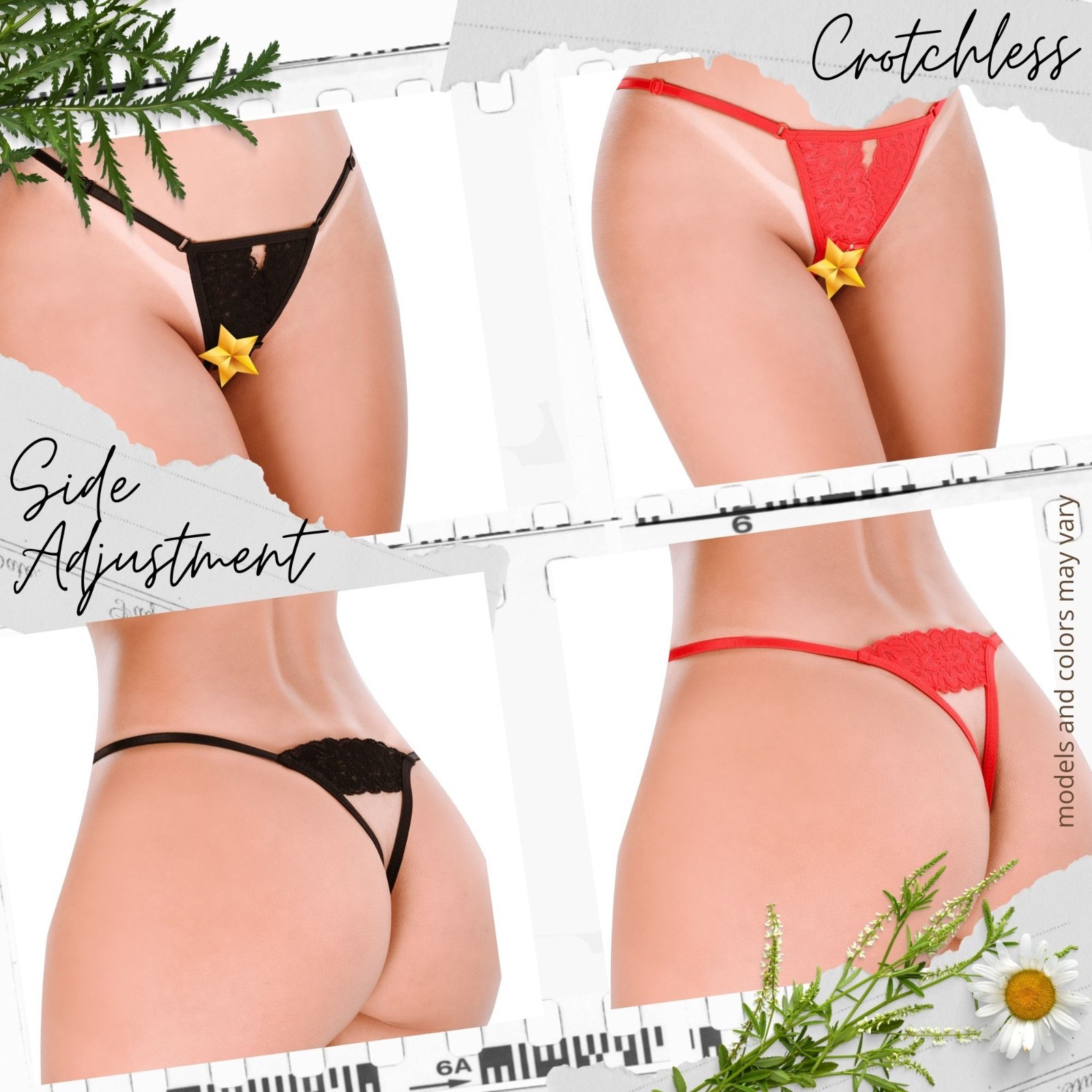 HOT FLOWERS Women’s Lace Thong Panties 10 Pack Assorted G-String Underwear Red