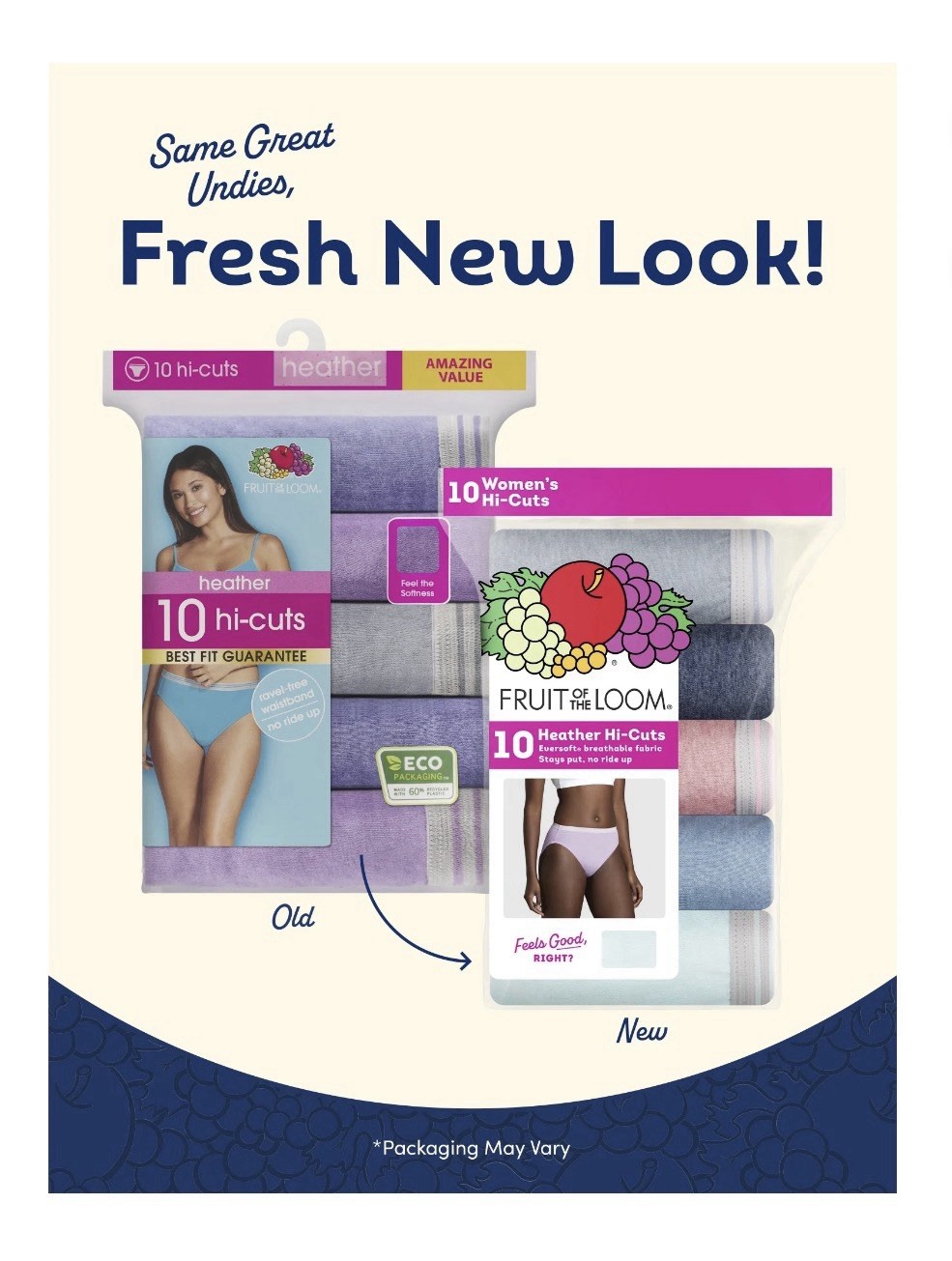 10-Pack FRUIT OF THE LOOM Women’s 9/2XL Heather Hi-Cuts Eversoft Panties
