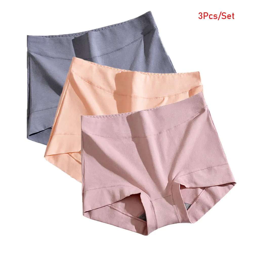 Cotton Panties High Waist Plus Size M 4XL Soft Breathable Women’s 3 Pcs