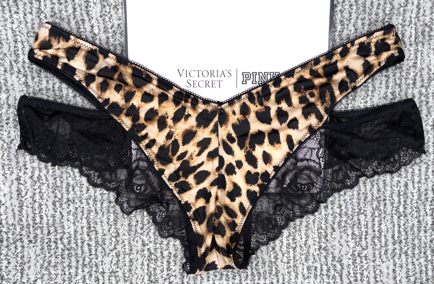 Victoria’s Secret Very Sexy NWT XL Black Strappy Leopard Print Cheeky Panty