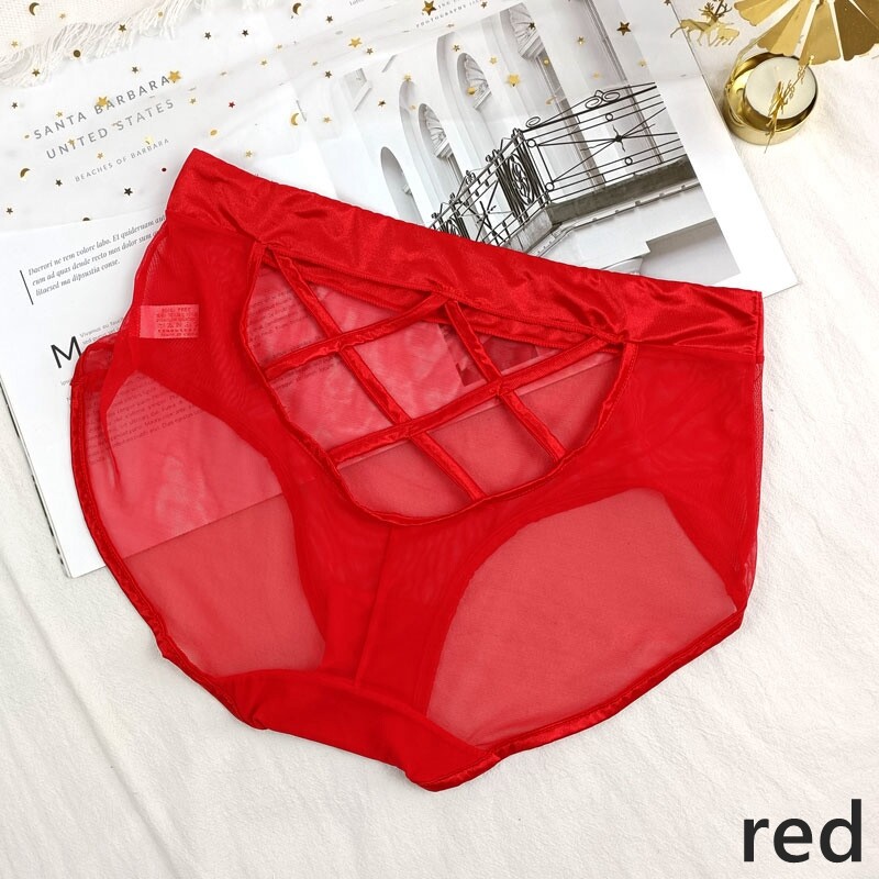 Brief Net Satin Pants With Clear Inserts Medium Waist Oversized