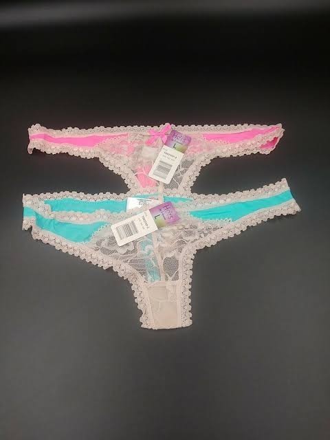 NWT Hers by Herman Pink/Blue 2-Pack Lace Trimmed Bikini Panties. Sizes S & XL